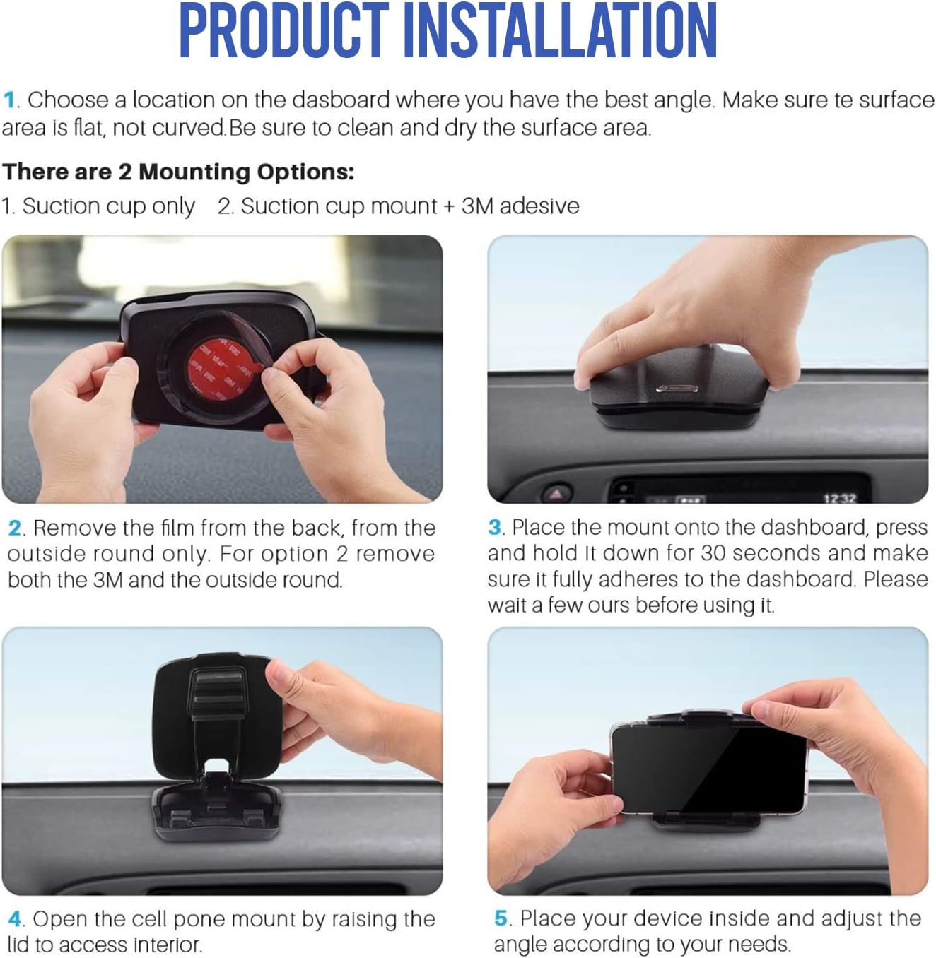 Soporte para GPS y teléfono para salpicadero, antideslizante, ajuste universal, autoadhesivo, Garmin Nuvi Drive Dezl Drivesmart, Navman, Tomtom,