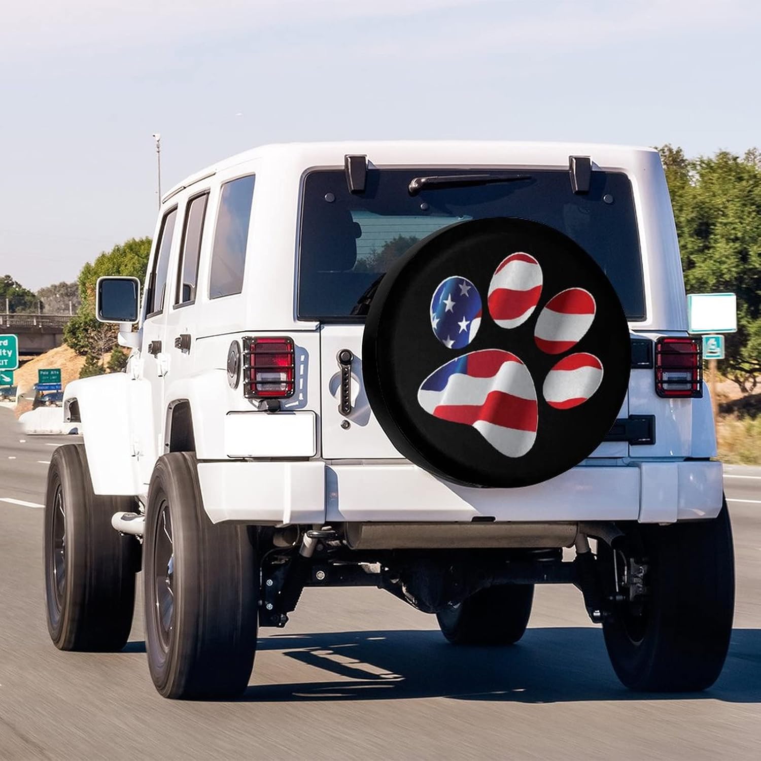 Foruidea Paws – Cubierta de neumático de repuesto con bandera estadounidense a prueba de polvo, para remolque, RV, SUV y muchos vehículos de 13
