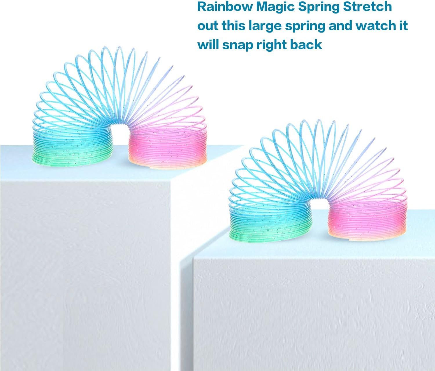 PowerTRC Paquete surtido de resortes mágicos arcoíris de 2.5 pulgadas, resortes coloridos vibrantes para entretenimiento sin fin, recuerdos