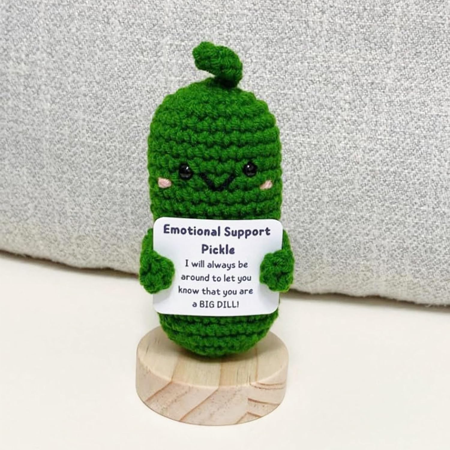 Apoyo emocional Pepino en escabeche hecho a mano, soporte emocional en escabeche, lindo punto de ganchillo, berenjena positiva, regalo para niños y