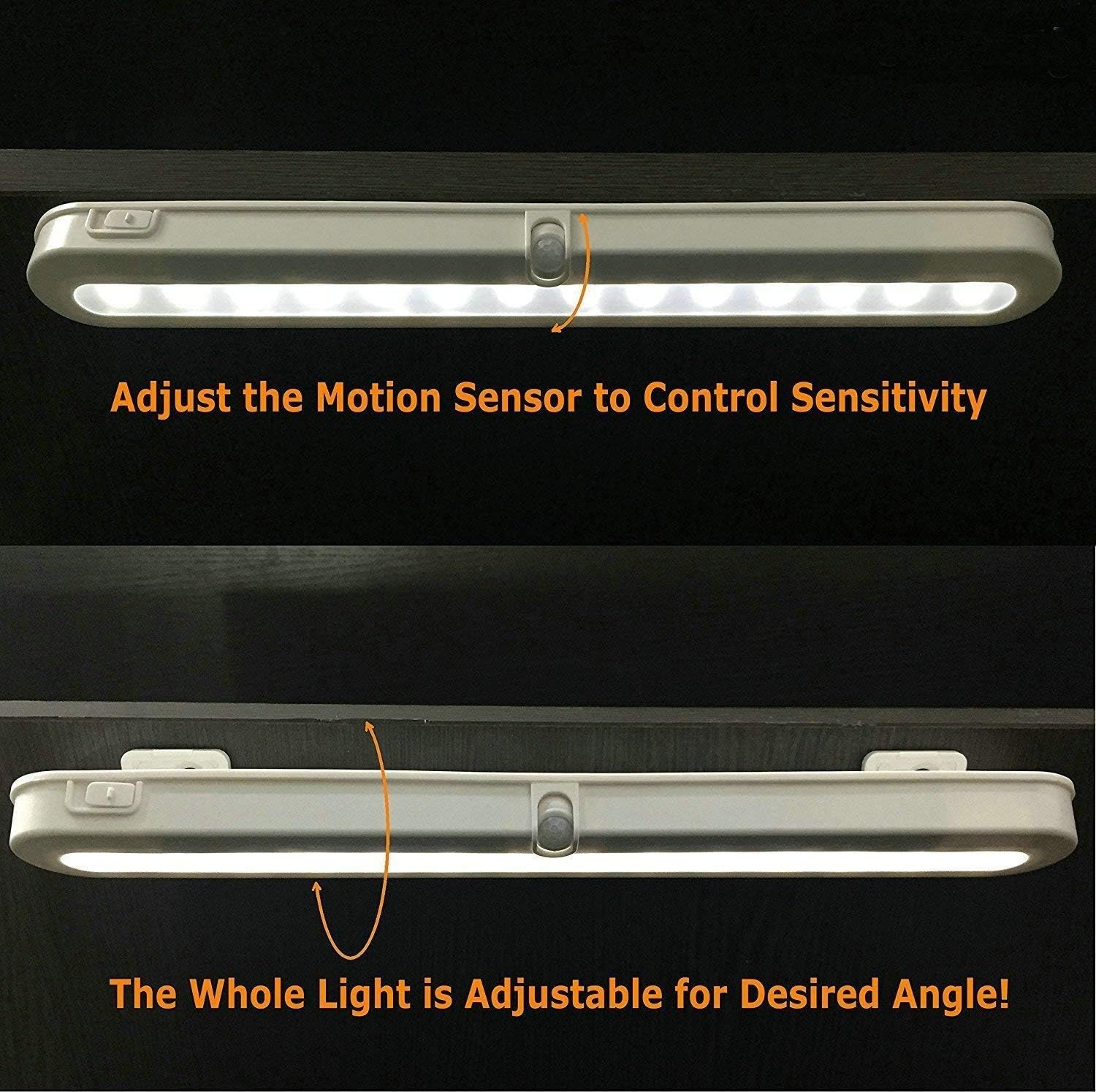 Luces de armario a pilas, luces LED con sensor de movimiento, luces para interiores debajo del gabinete, luces debajo del mostrador para cocina, 3