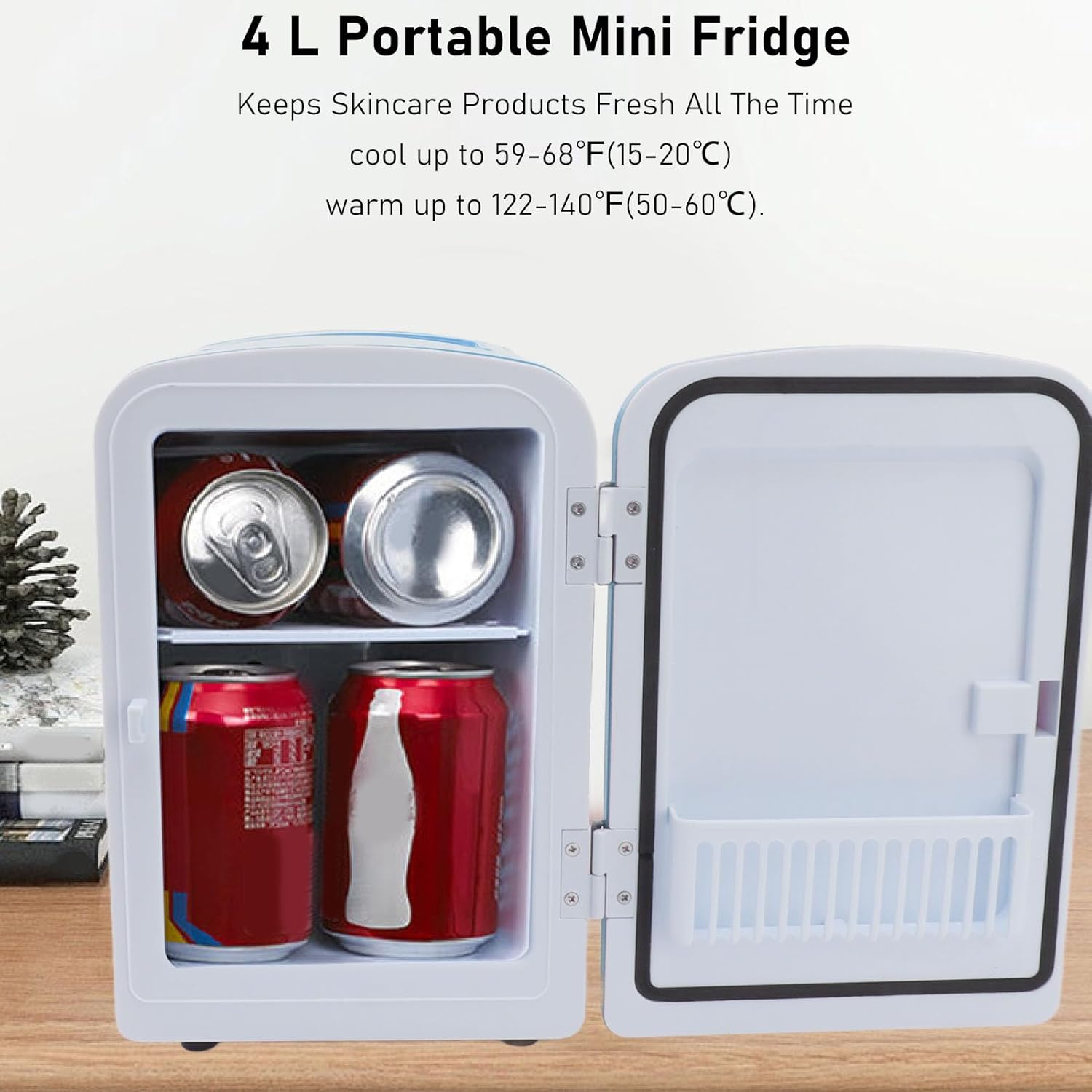 Mini nevera, refrigerador pequeño, refrigerador para el cuidado de la piel, 4L, enfriador portátil, refrigerador personal, mini refrigerador para