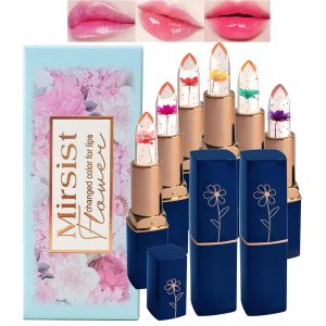 Aseawave 6 lápices labiales que cambian de color de pH, gelatina de flores de cristal, bálsamo brillante para todos los tonos de piel, tinte suave y Aseawave 6 lápices labiales que cambian de color de pH, gelatina de flores de cristal, bálsamo brillante para todos los tonos de piel, tinte suave y