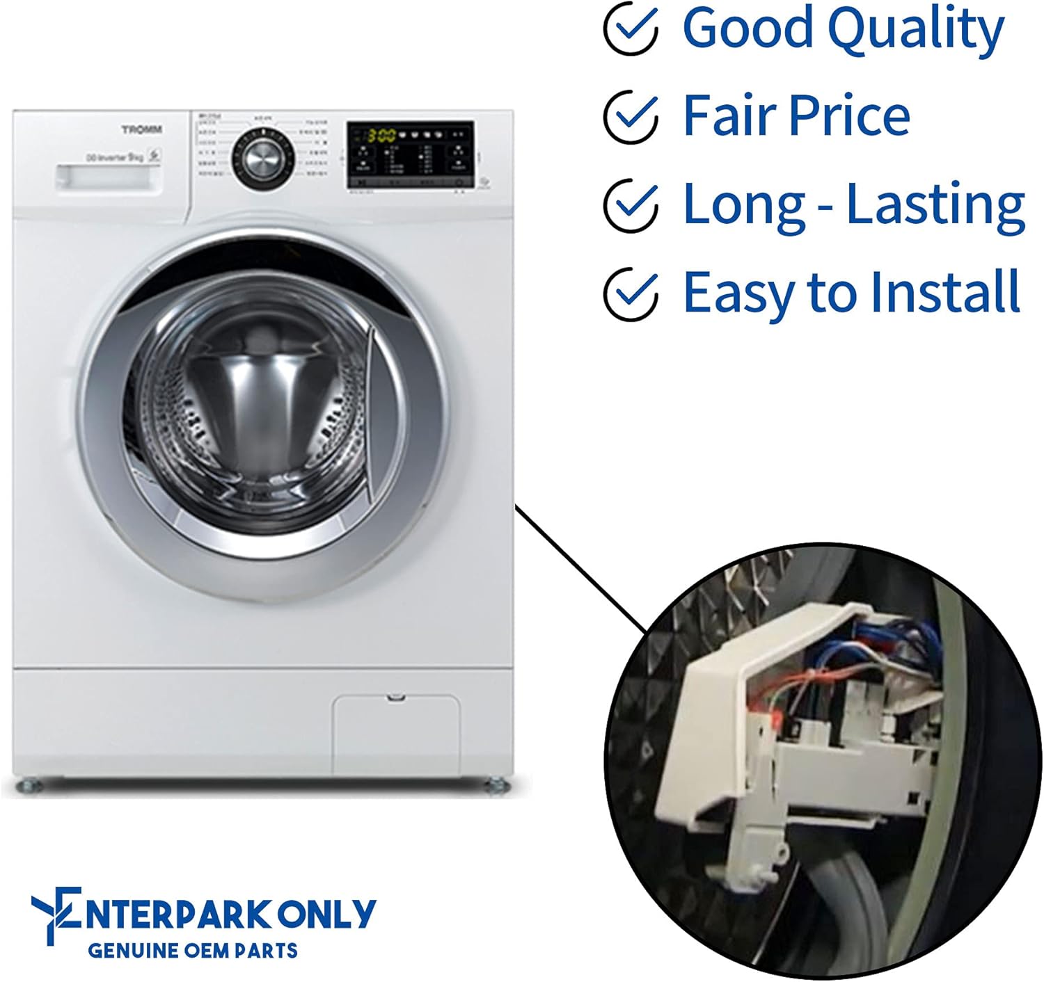 Enterpark DC64-00519D – Pieza de repuesto para interruptor de cerradura de puerta de lavadora para Samsung reemplaza 8182634, DC64-00519B, 8181700,