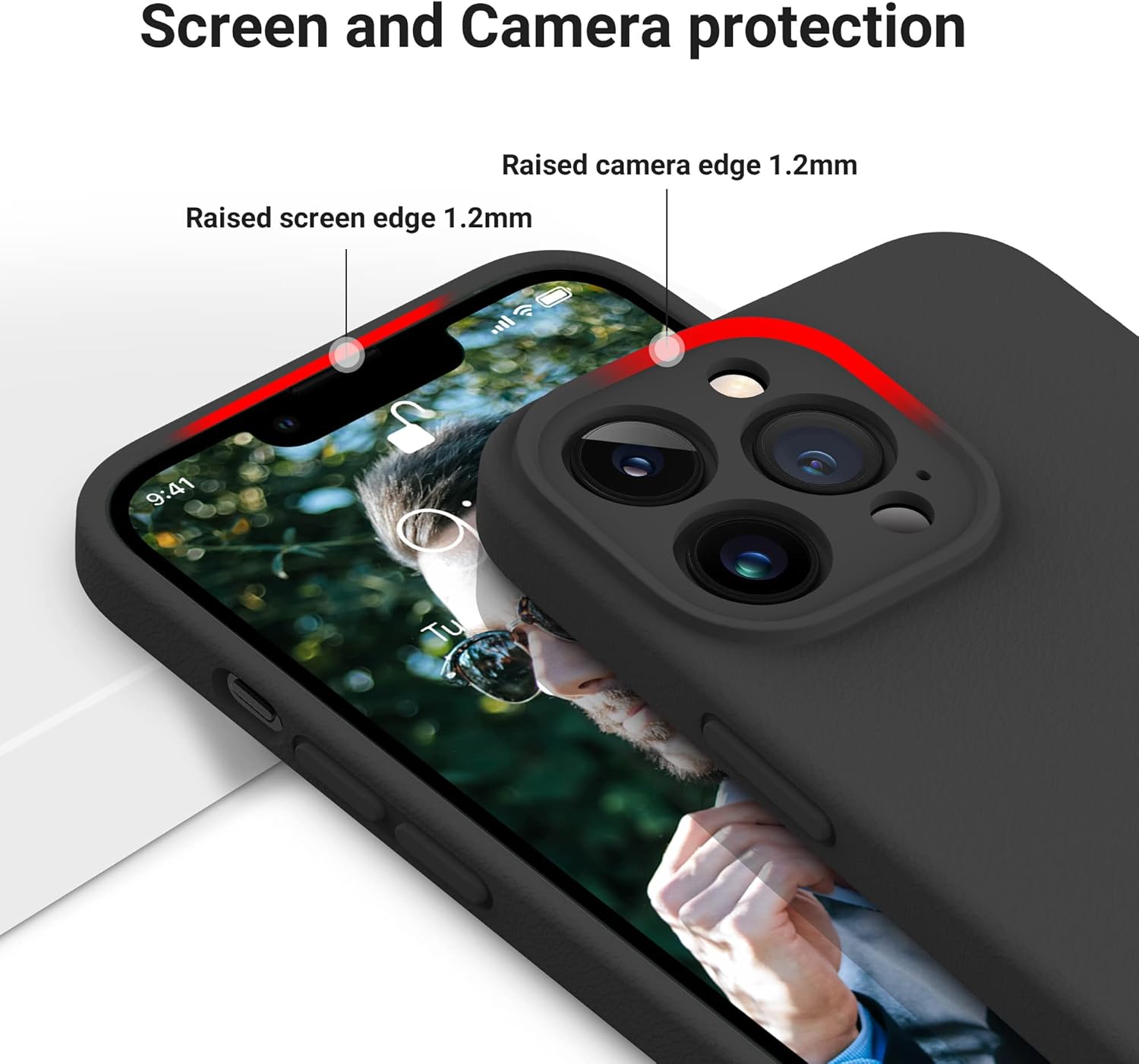 OTOFLY Diseñada para iPhone 13 Pro Max, funda delgada de silicona a prueba de golpes con protector de lente de cámara para iPhone 13 Pro Max de 6.7