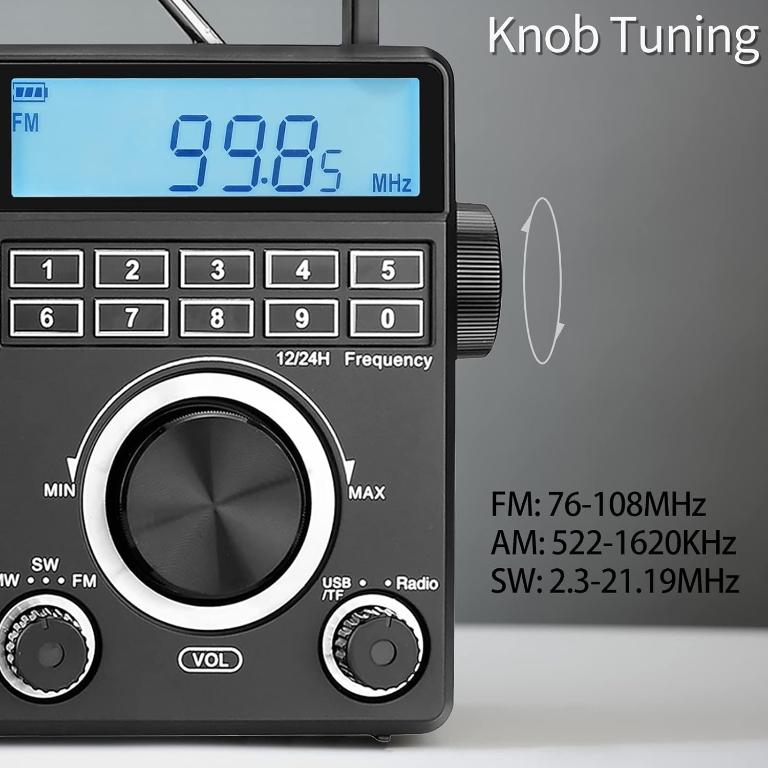 Retekess TR629 Radios portátiles de onda corta radio digital AM FM enchufe con DSP pantalla LCD de retroiluminación ajuste digital y preestablecido - Imagen 3