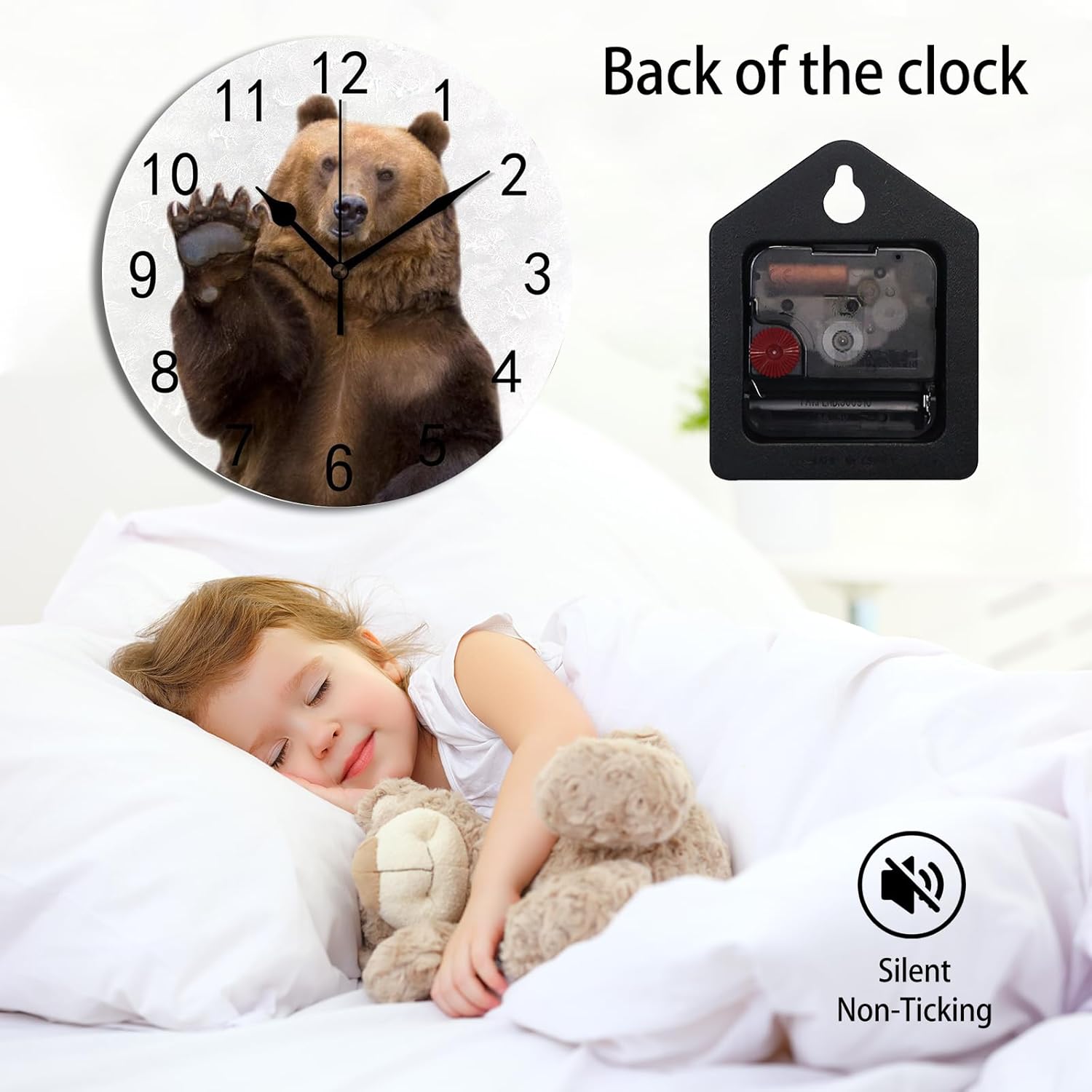 SJJ Reloj de pared moderno y simple para interiores, 10 pulgadas, sin tictac, decorativo, para dormitorio, sala de estar, oficina