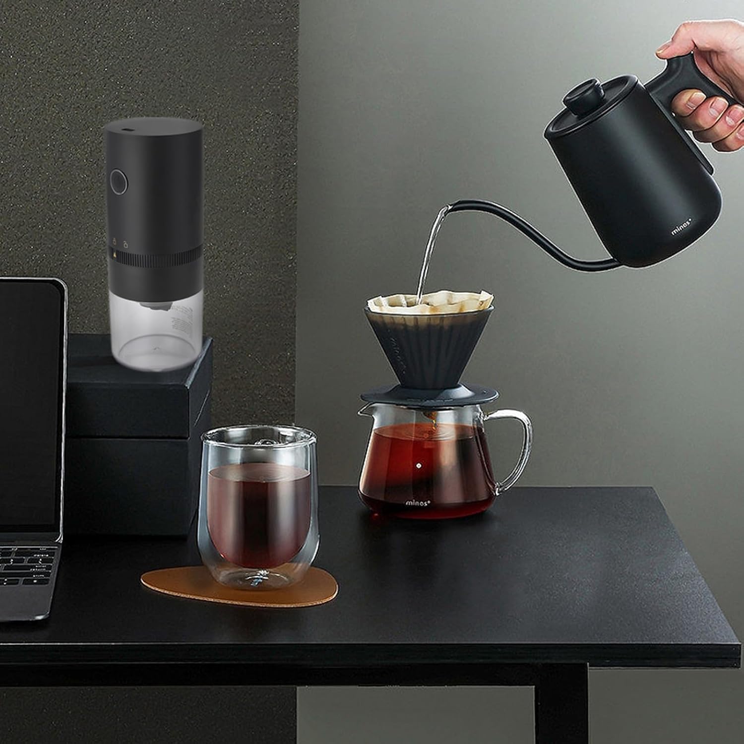 Molinillo de café portátil pequeño  Molinillo de granos de café eléctrico con múltiples ajustes de molienda para prensa francesa, infusión fría,