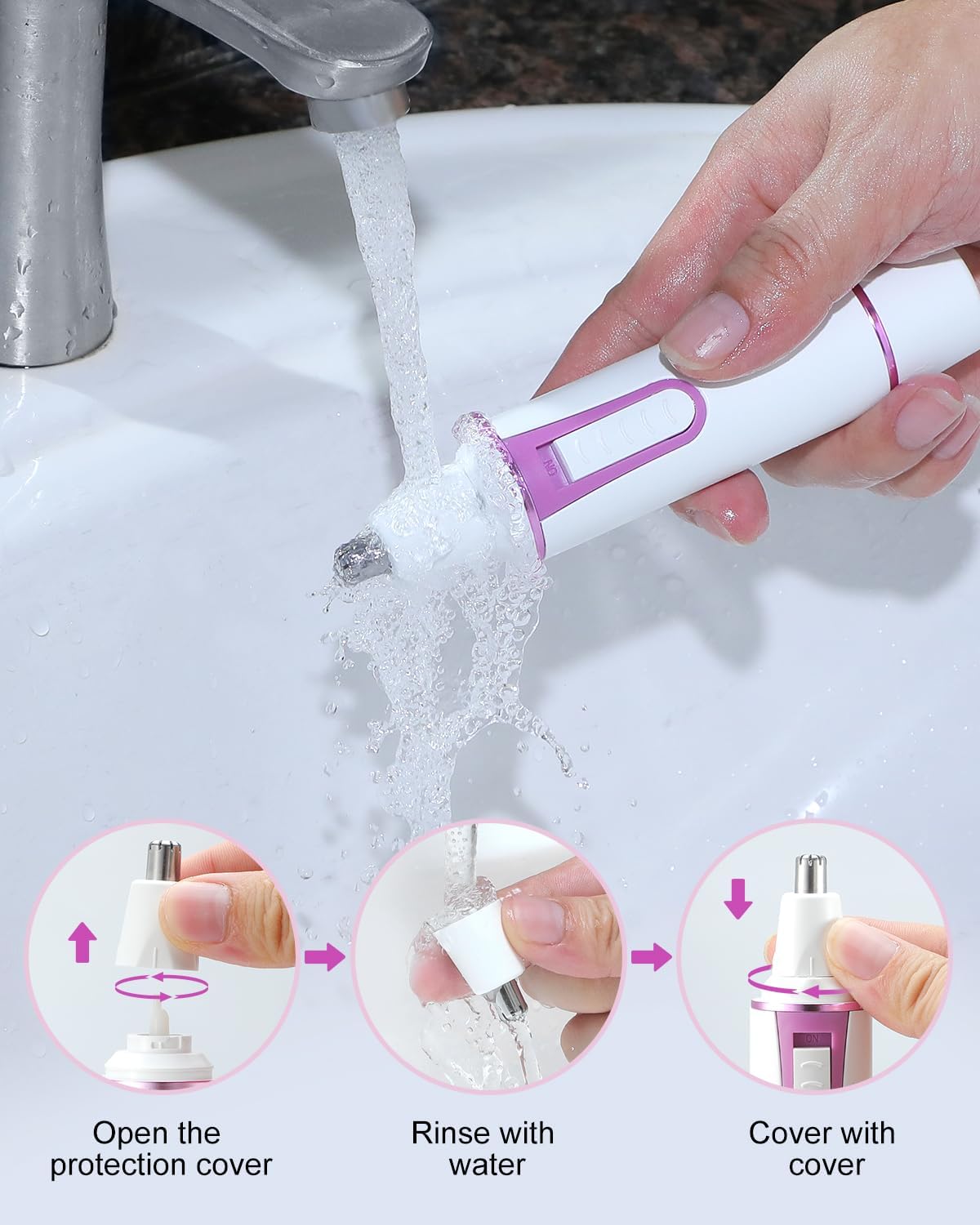 AREYZIN Recortadora de pelo de nariz para mujer, recargable, para cejas y vello facial para hombres, recortadora de nariz profesional sin dolor con