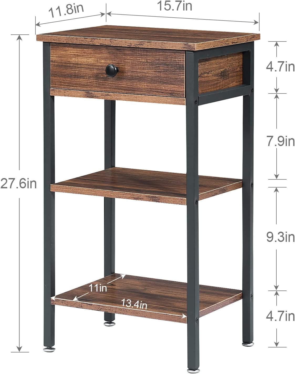 VECELO Mesita de noche, mesa auxiliar moderna con espacio de almacenamiento y cajón, mesitas de noche X-Design para sala de estar, dormitorio,