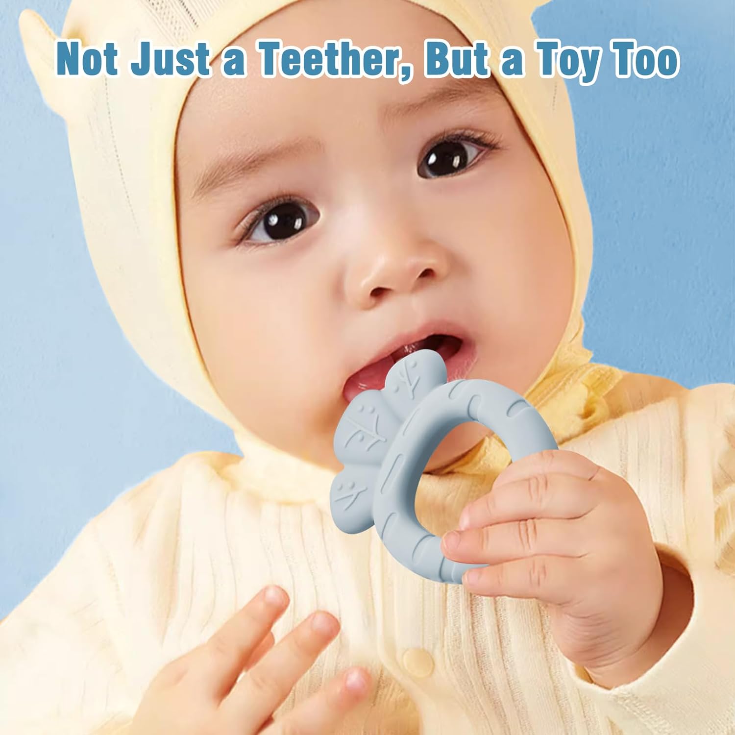 ACCKUO Juguetes de dentición para bebés de 12 meses, mordedor de silicona para exploración sensorial y alivio del dolor de dentición