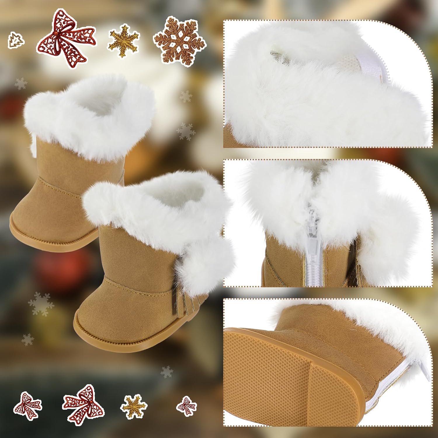 Bencailor 3 pares de zapatos de muñeca mini botas de invierno con forro de cachemira para muñecas de 18 pulgadas (estilo novedoso)