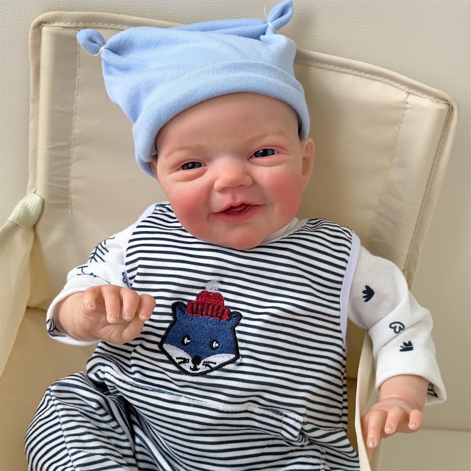 iCradle Muñecas de bebé Reborn de 20 pulgadas realistas recién nacidos, muñecas de bebé sonrientes con cuerpo suave realista, extremidades de