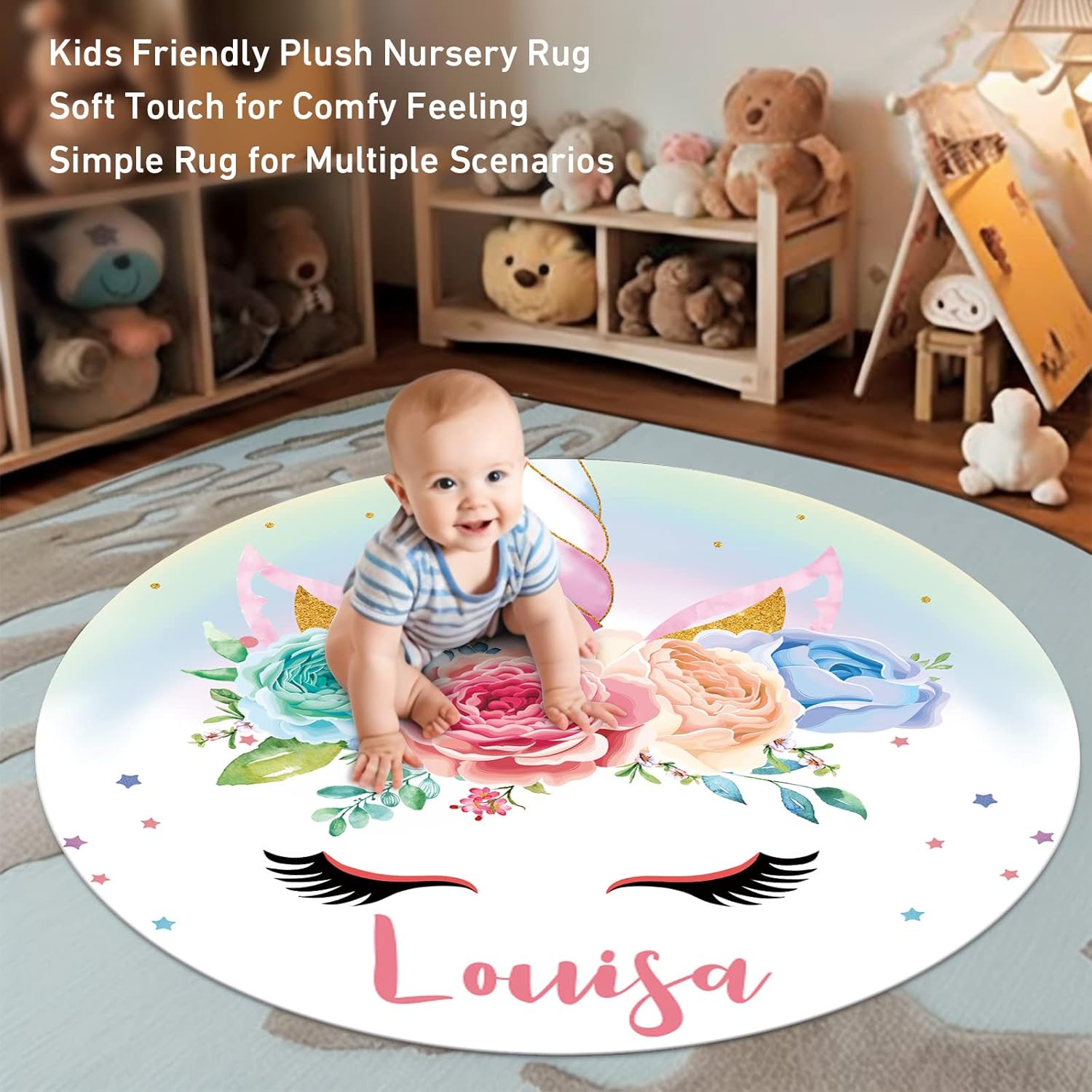 Juego de ropa de cama personalizado para cuna con nombre para niña, juego de cuna de 5 piezas con nombre personalizado de caballo arcoíris para