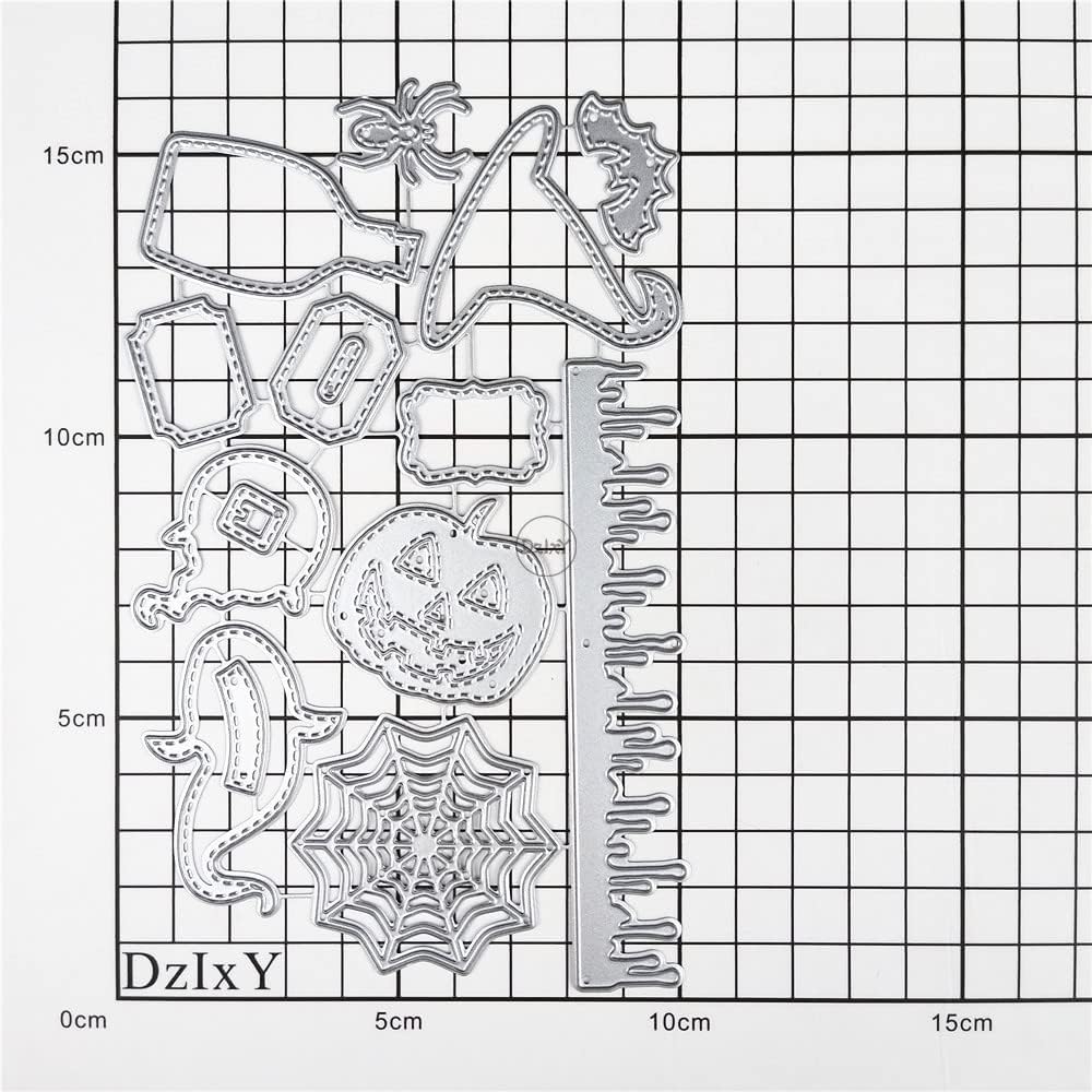 DzIxY Troqueles de corte de metal de calabaza fantasma de Halloween para hacer tarjetas, juegos de troqueles de papel para grabar, álbum, plantillas