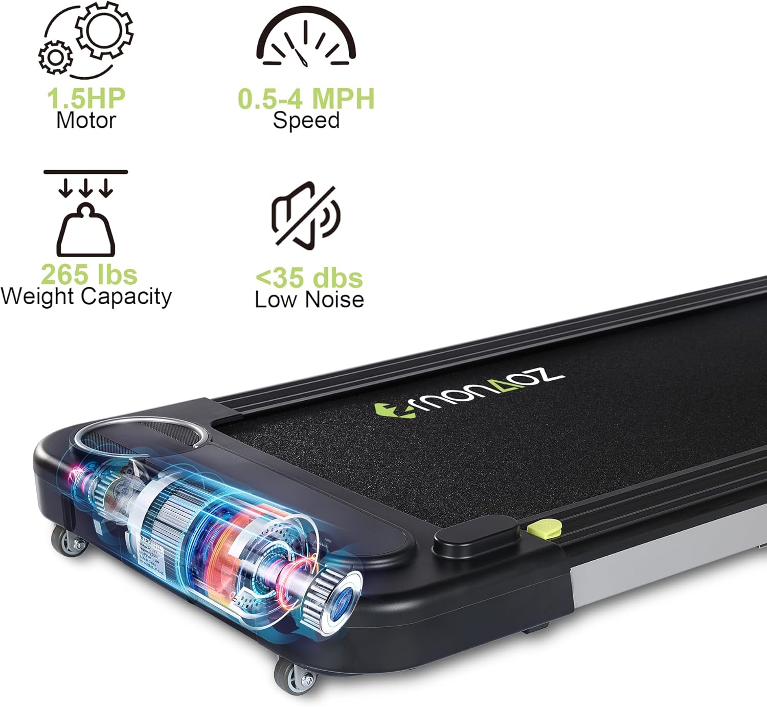 Caminadora 2 en 1 para usar debajo del escritorio, para uso en la oficina en casa con altavoz Bluetooth, 2.5 HP, máquina de correr para correr,
