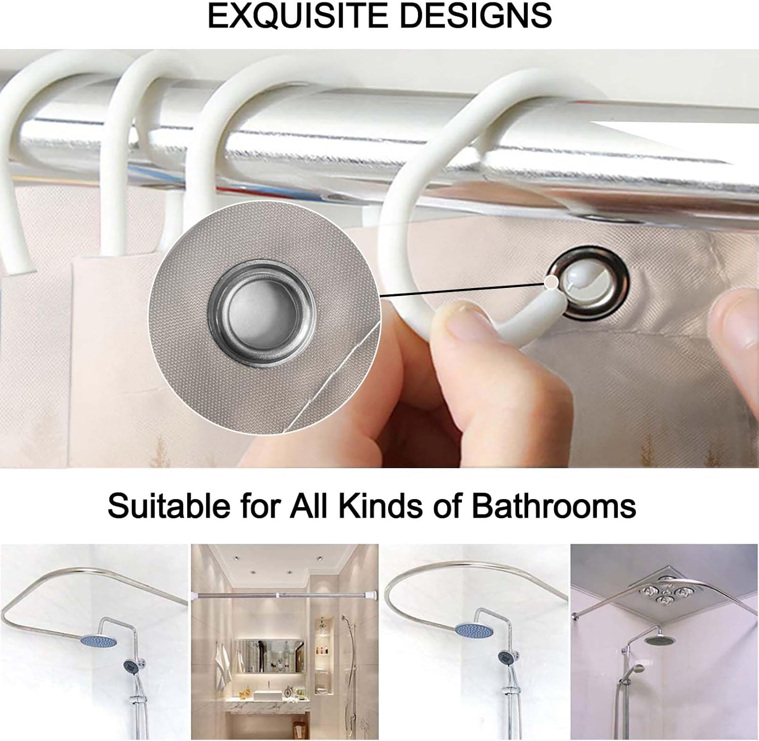 Lnond Juego de baño naranja de 4 piezas con cortina de ducha y alfombras, juegos de cortinas de ducha de baño con tapetes y accesorios, juegos de