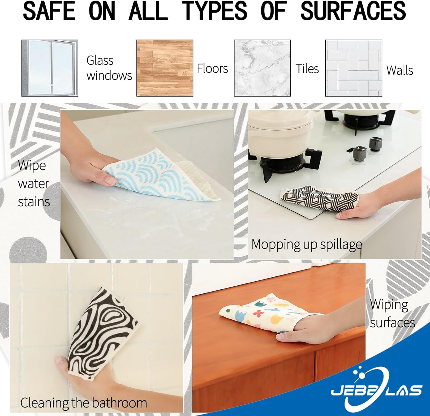 JEBBLAS Paños de cocina suecos reutilizables para cocina, toallas de papel reutilizables de celulosa, toallas suecas lavables, sin olor,