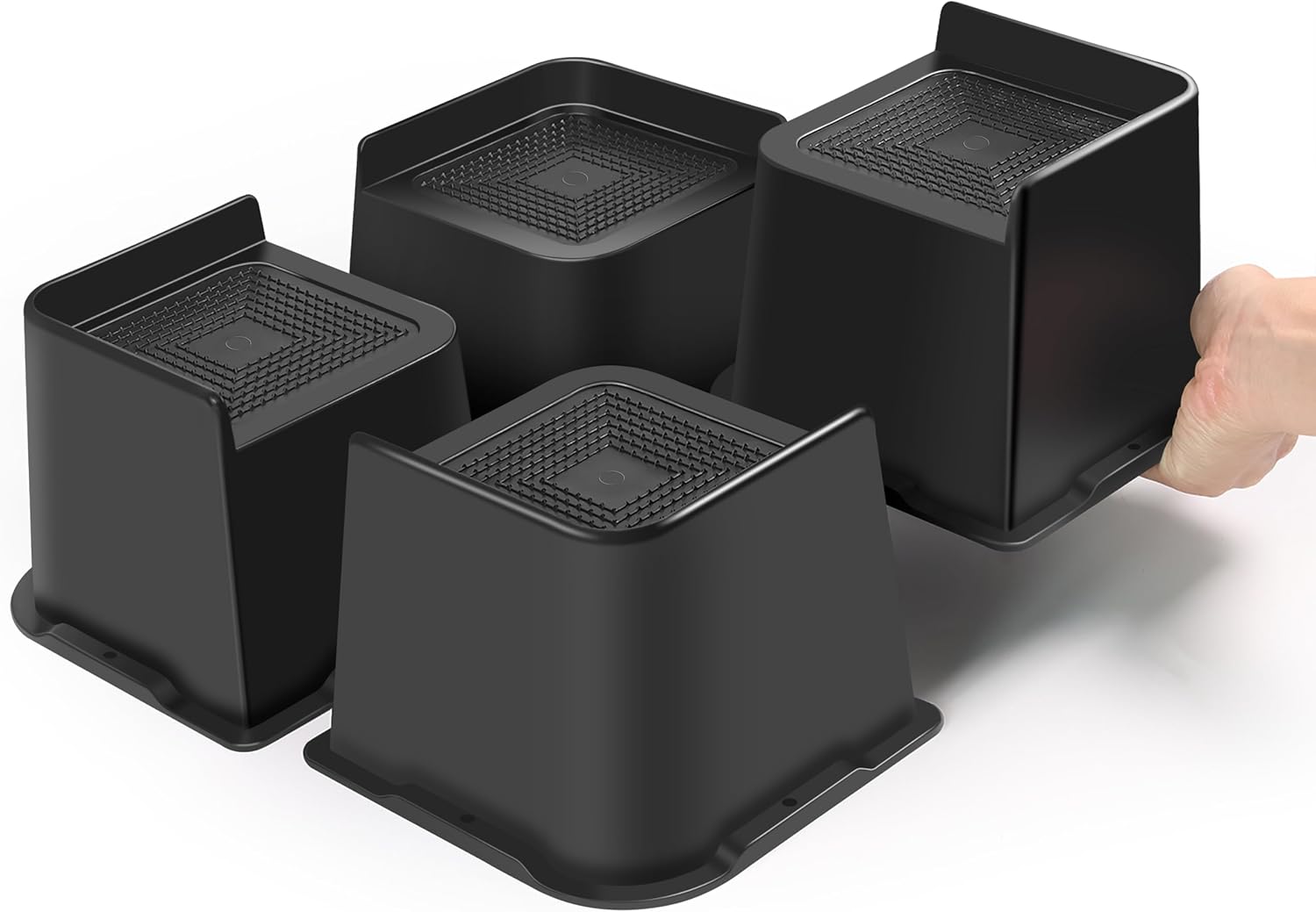 Sunifier Elevadores de cama de 4 pulgadas, resistentes, paquete de 4 unidades, elevadores de muebles en forma de L de 4 pulgadas, soporta 5000