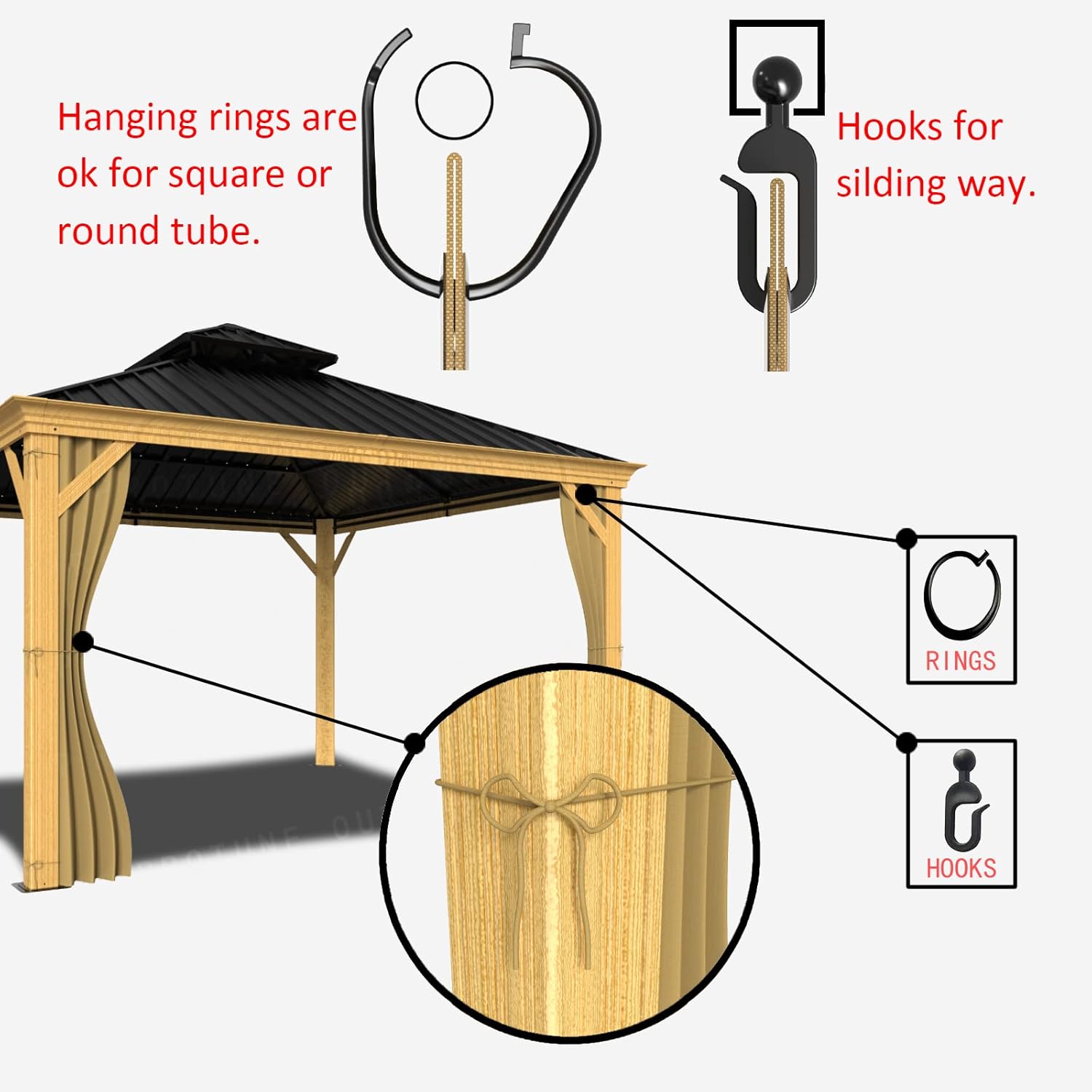 Cortina Gazebo para 8 x 8 pulgadas, para pared lateral de privacidad, 1 panel, universal, de repuesto, para proteger las paredes laterales (solo