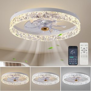 Ventilador de techo Caxsrfyk mejorado 2024 3098 ventiladores de techo blancos con aplicación de luces y control remoto, ventilador de techo moderno Ventilador de techo Caxsrfyk mejorado 2024 3098 ventiladores de techo blancos con aplicación de luces y control remoto, ventilador de techo moderno