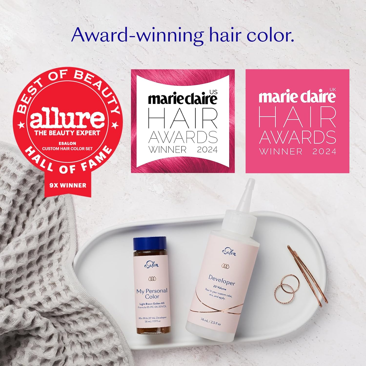 eSalon Kit completo de tinte permanente para el cabello y tinte para el cabello, marrón más oscuro, colorista personal para hasta un 100% de