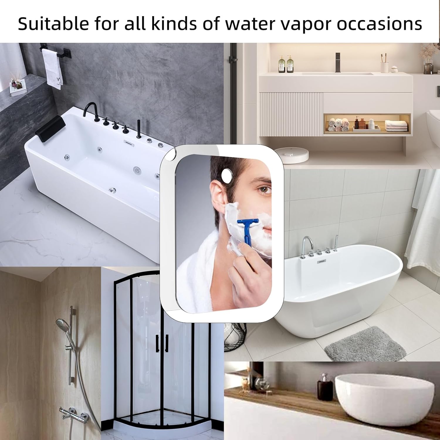 Espejo de ducha sin niebla para afeitarse, espejo antivaho para ducha, baño, tocador, bañera, espejo de ducha resistente a la niebla para hombres y