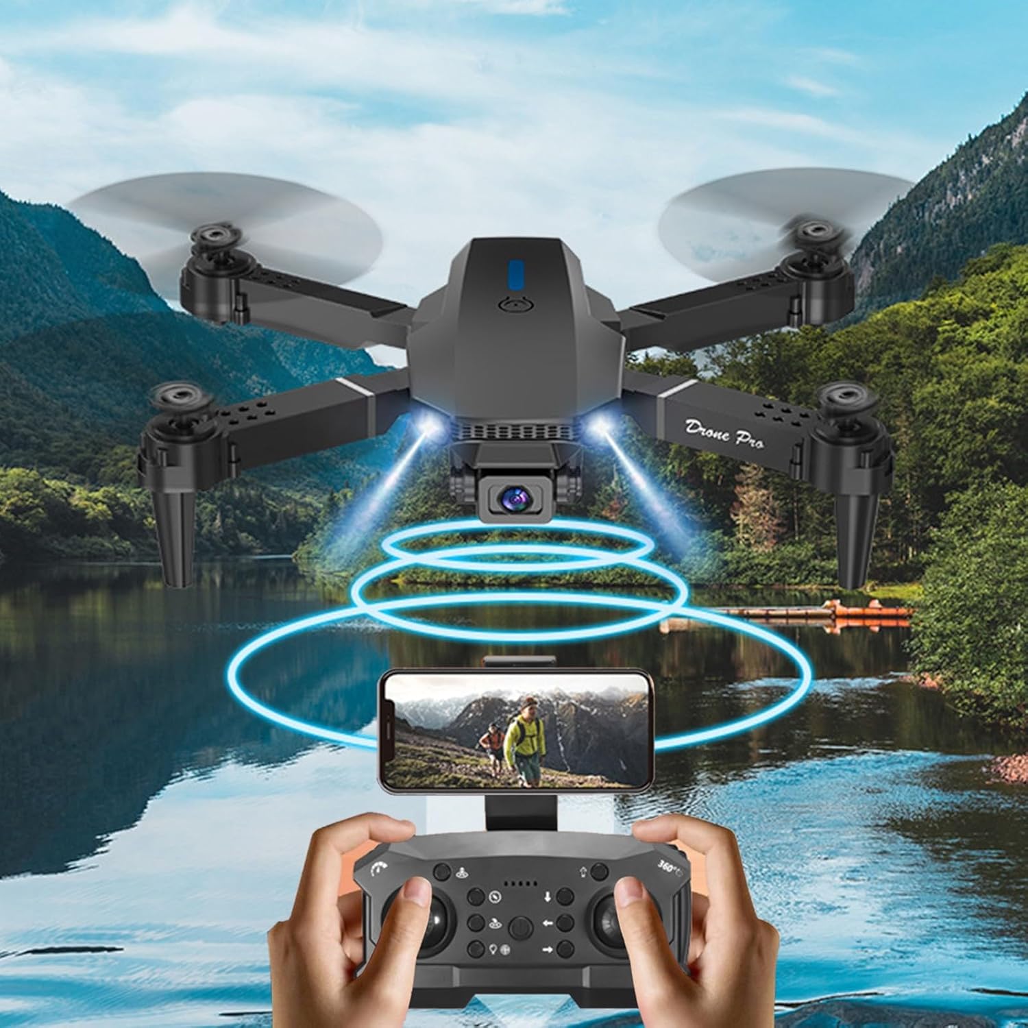 Drone with Camera, Remote Control Foldable Drone with Dual 4K HD FPV Camera – Altitude Hold, Headless Mode, One Key Start Speed Adjustment,
