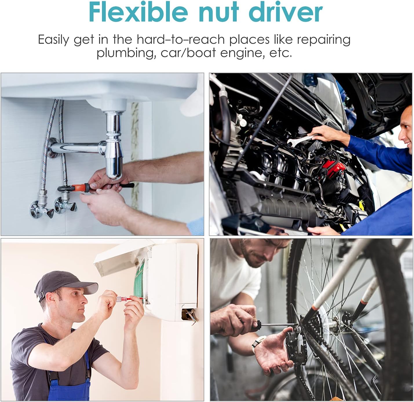 Conductor de abrazadera de manguera flexible de 0.276 in, destornillador de tuerca métrica, llave de enchufe flexible antideslizante, herramienta de