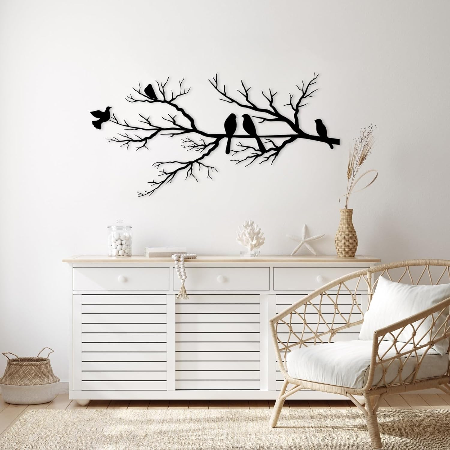 seemy Decoración de pared de arte metálico, decoración de pared de metal, decoración de pared negra, decoración de pared de metal para sala de