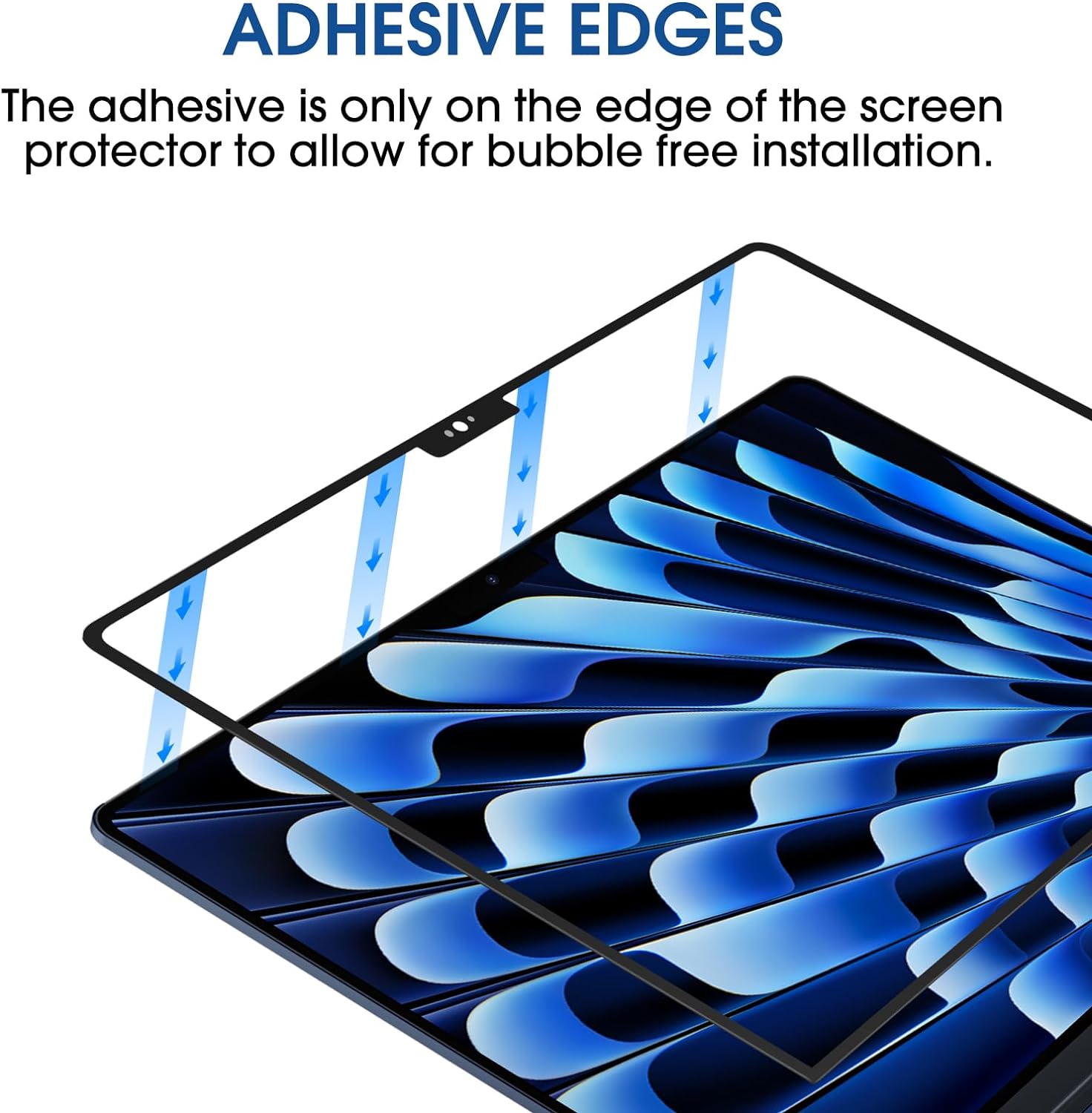 amFilm Protector de pantalla de vidrio templado diseñado para MacBook Air de 15 pulgadas (chip M2, lanzado en 2023) cero burbujas dureza 9H
