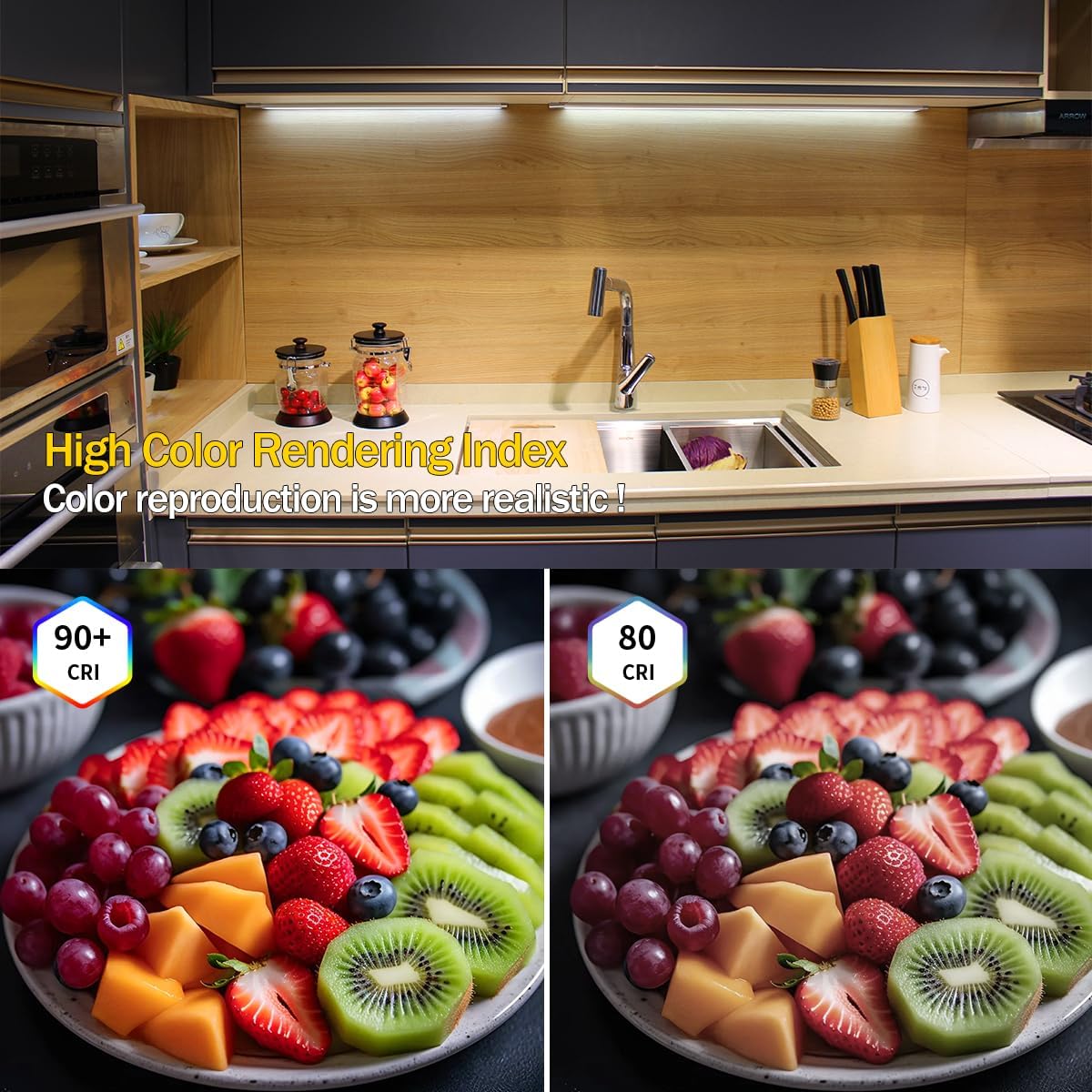 COB – Tira LED regulable de 16.4 pies, luz blanca cálida regulable de 3000 K, blanco cálido brillante, CC 24 V, 1600 LED, CRI90, luces LED flexibles