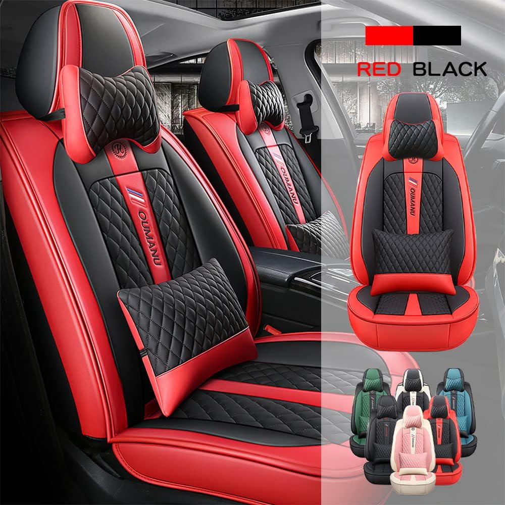 Fundas de asiento de automóvil para Chevy Silverado 2008-2022 de 2 asientos, impermeables, de piel sintética, accesorios (fila delantera de lujo,