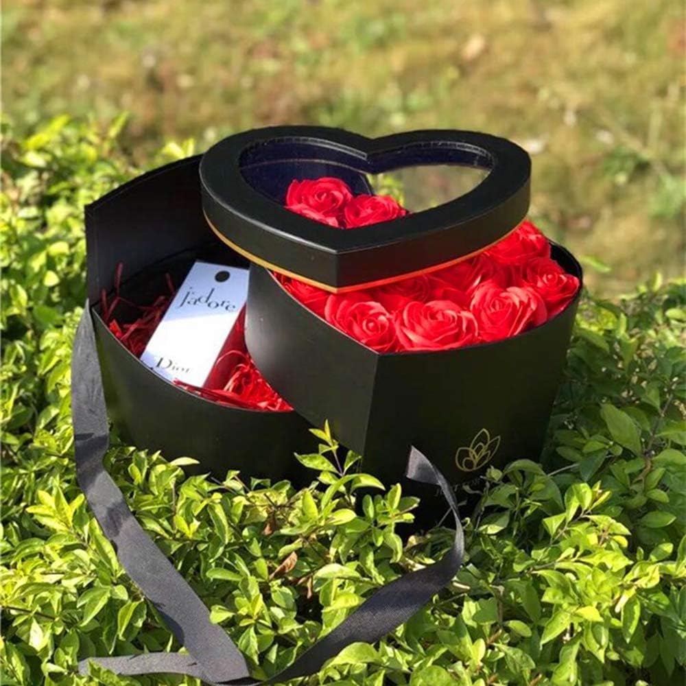 BBJWRAPS – Caja para flores en forma de corazón con tapa para arreglos de lujo, florerías, entregas de regalos, material de cartón piedra de