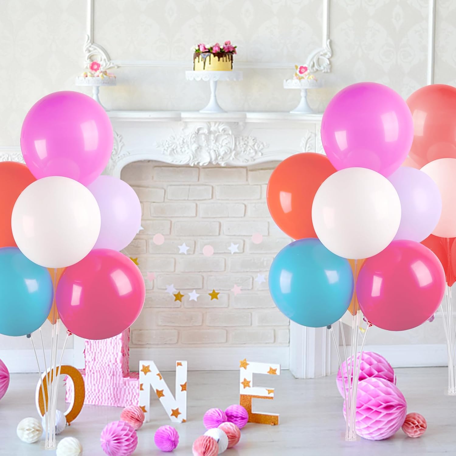 Sakolla Juego de 4 soportes para globos para mesa con base autoadhesiva, soporte de mesa para globos de escritorio, centro de mesa, soporte para