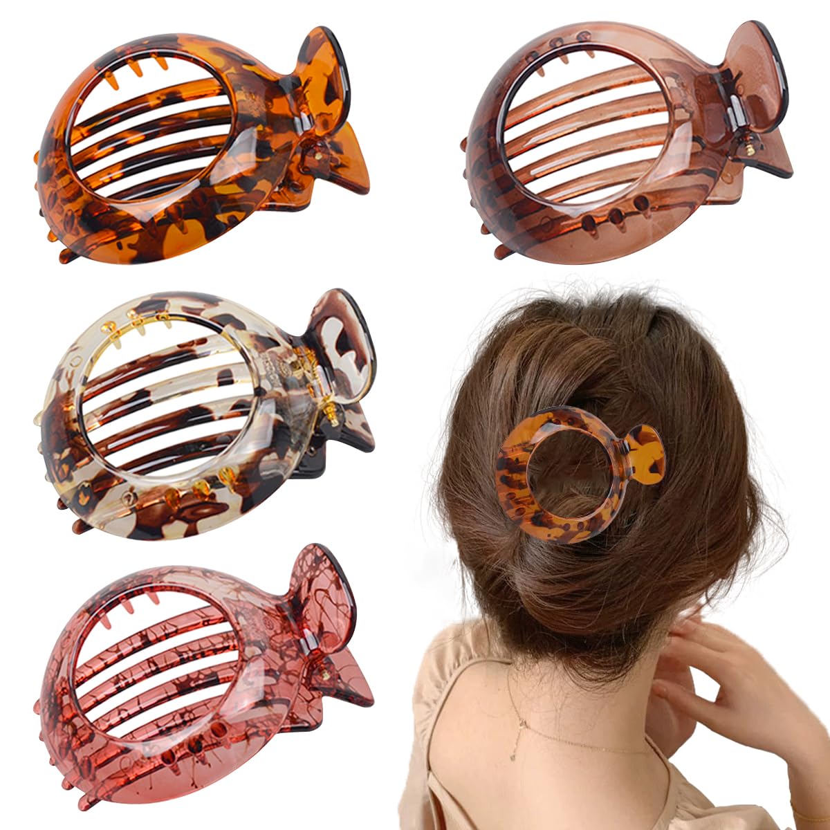 4 pinzas pequeñas y planas para cabello fino, antideslizantes, abrazaderas de mandíbula, acción de resorte resistente, accesorios perfectos para el