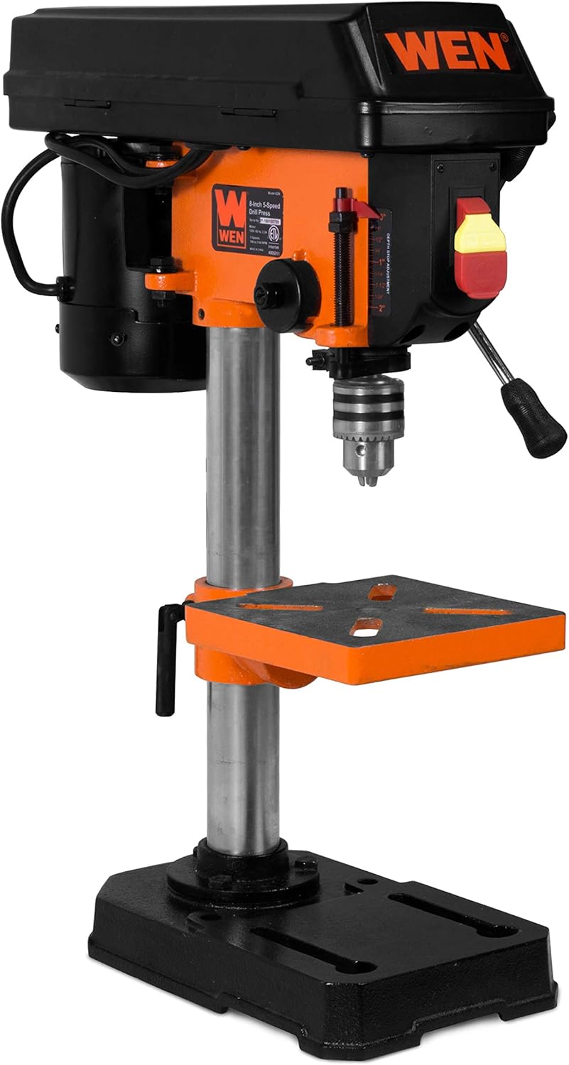 WEN – Taladro hidráulico 4208T, 2.3 amperios, 8 pulgadas, 5 velocidades y mesa de trabajo, y mesa de taladro hidráulico DPA2513, 24 x 12 pulgadas