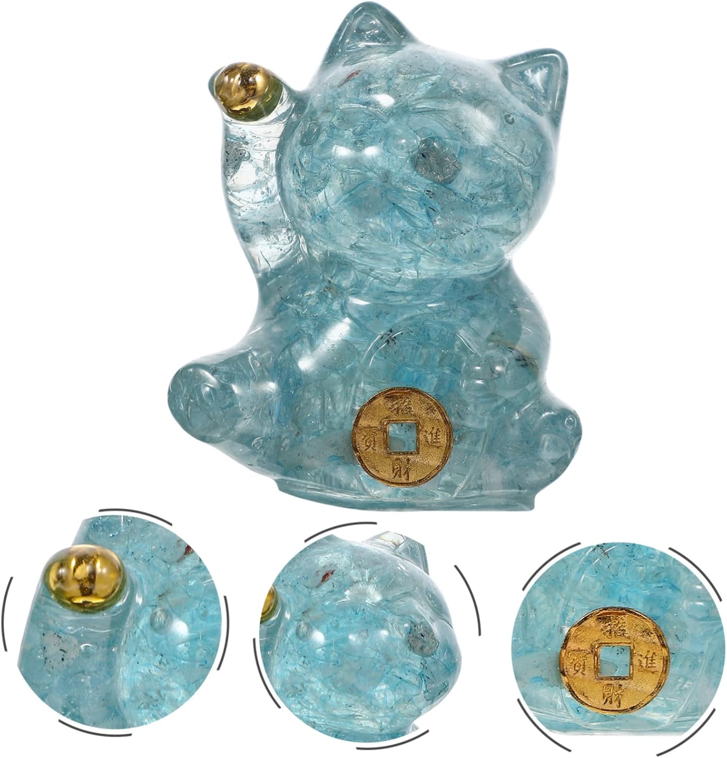 WOFASHPURET Decoración japonesa de cristal Maneki Decoración para pasteles Figuras en miniatura Mascotas Jardín Estatua de gato Modelo Figura de