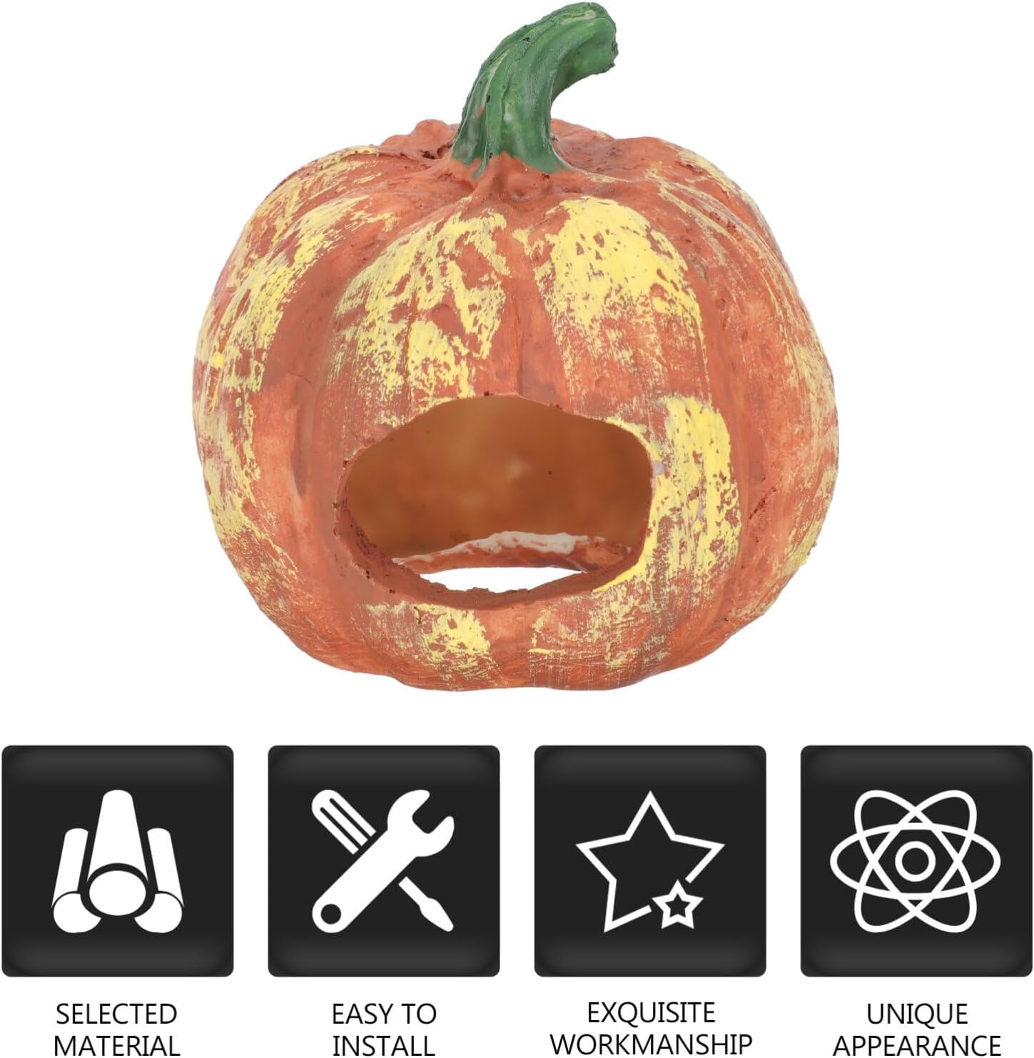 Decoración de acuario de calabaza de resina, decoración de acuario de Halloween, forma de calabaza, cueva, pecera, seguro, agujero oculto, cosecha,