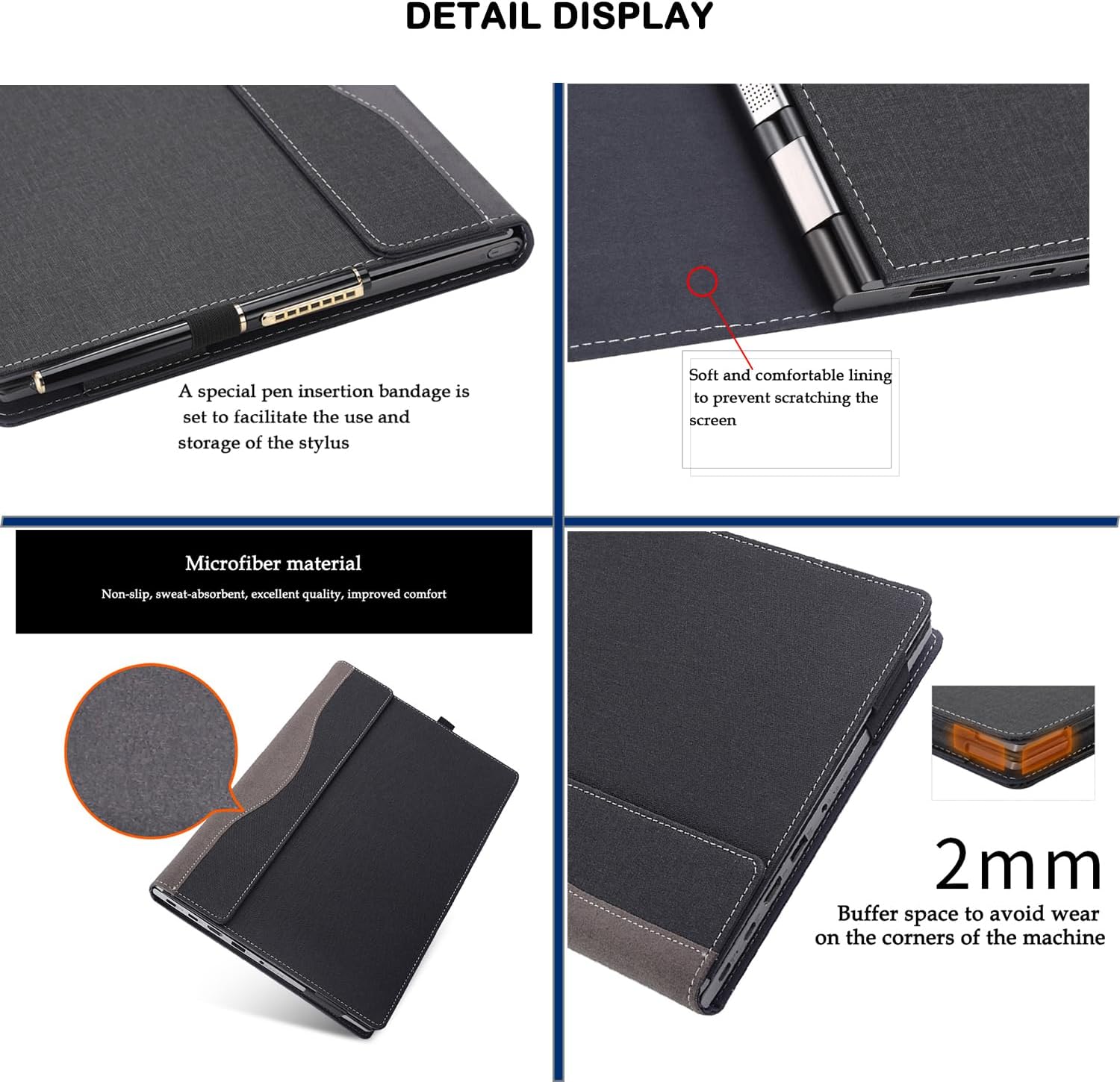 Funda para portátil Dell Inspiron 16 Plus 7630 7620 7610 Pro 5620 5630 5625 y Vostro 5630 5620 7620, piel sintética, 2 en 1, con soporte para
