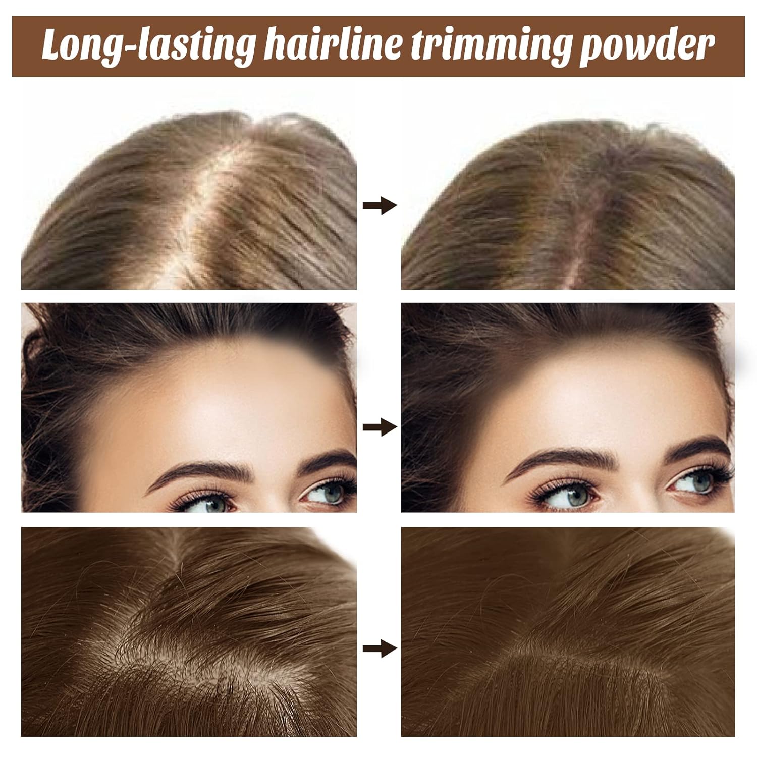 Boobeen Polvo de sombra multifuncional para cubrir la raíz de la línea del cabello, polvo corrector de línea de cabello, retoque de raíz de cabello