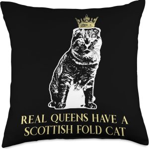 Funny Scottish Fold Cat Gift for Men, Women & Kids Real Queens Mother-Scottish Fold Cat Mom – Almohada de 18 x 18 pulgadas, multicolor Funny Scottish Fold Cat Gift for Men, Women & Kids Real Queens Mother-Scottish Fold Cat Mom – Almohada de 18 x 18 pulgadas, multicolor