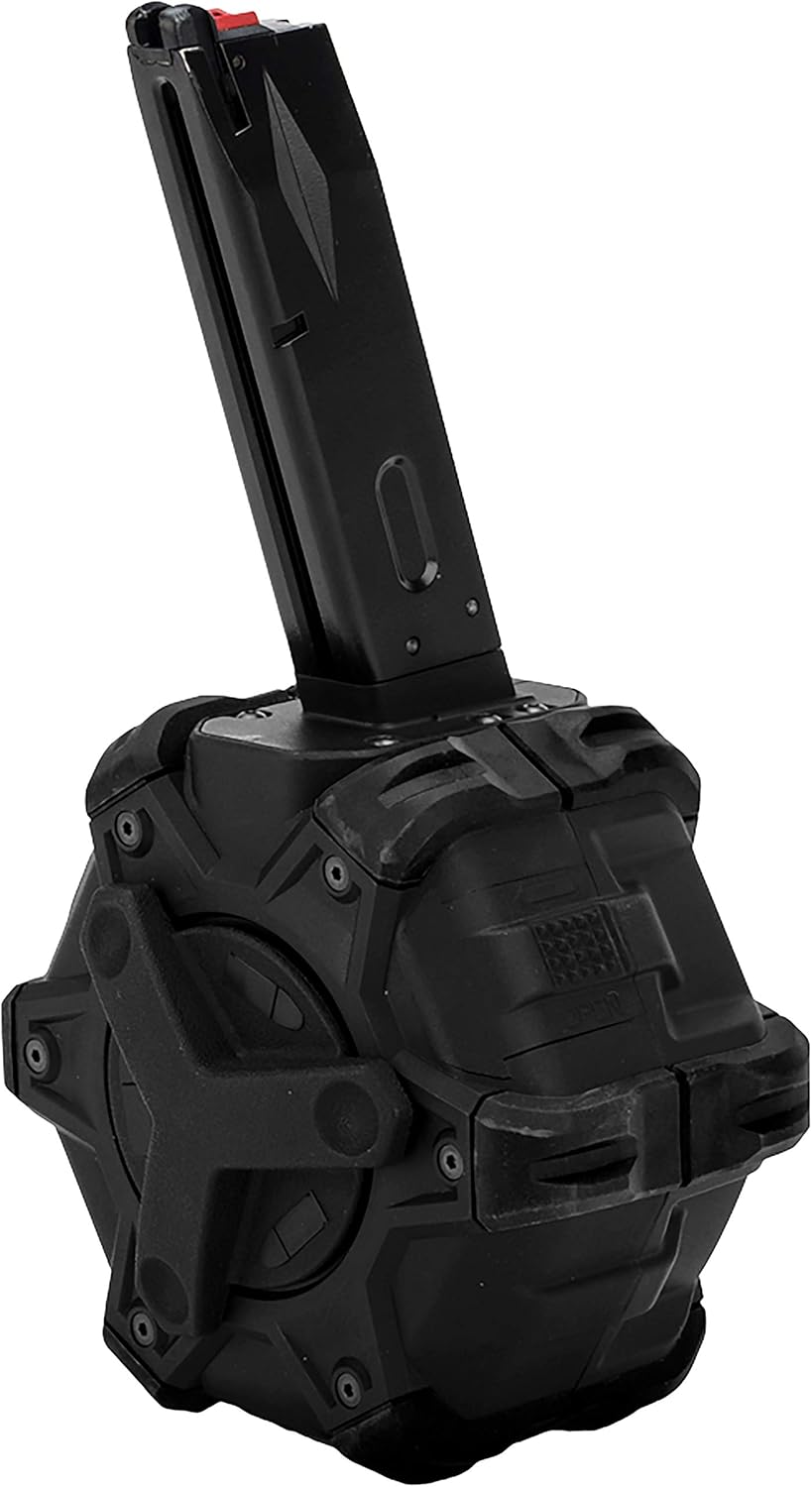 Evike Airsoft AW – Mag de Airsoft de tambor personalizado para pistolas y rifles de aire comprimido de gas (modelo M9  negro)