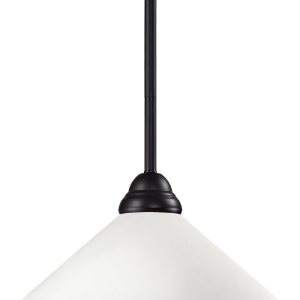 Z-Lite 2114MP-BRZ-AMO14 Riviera One Light colgante, marco de acero, acabado de bronce y sombra de ópalo mate de material de vidrio Z-Lite 2114MP-BRZ-AMO14 Riviera One Light colgante, marco de acero, acabado de bronce y sombra de ópalo mate de material de vidrio