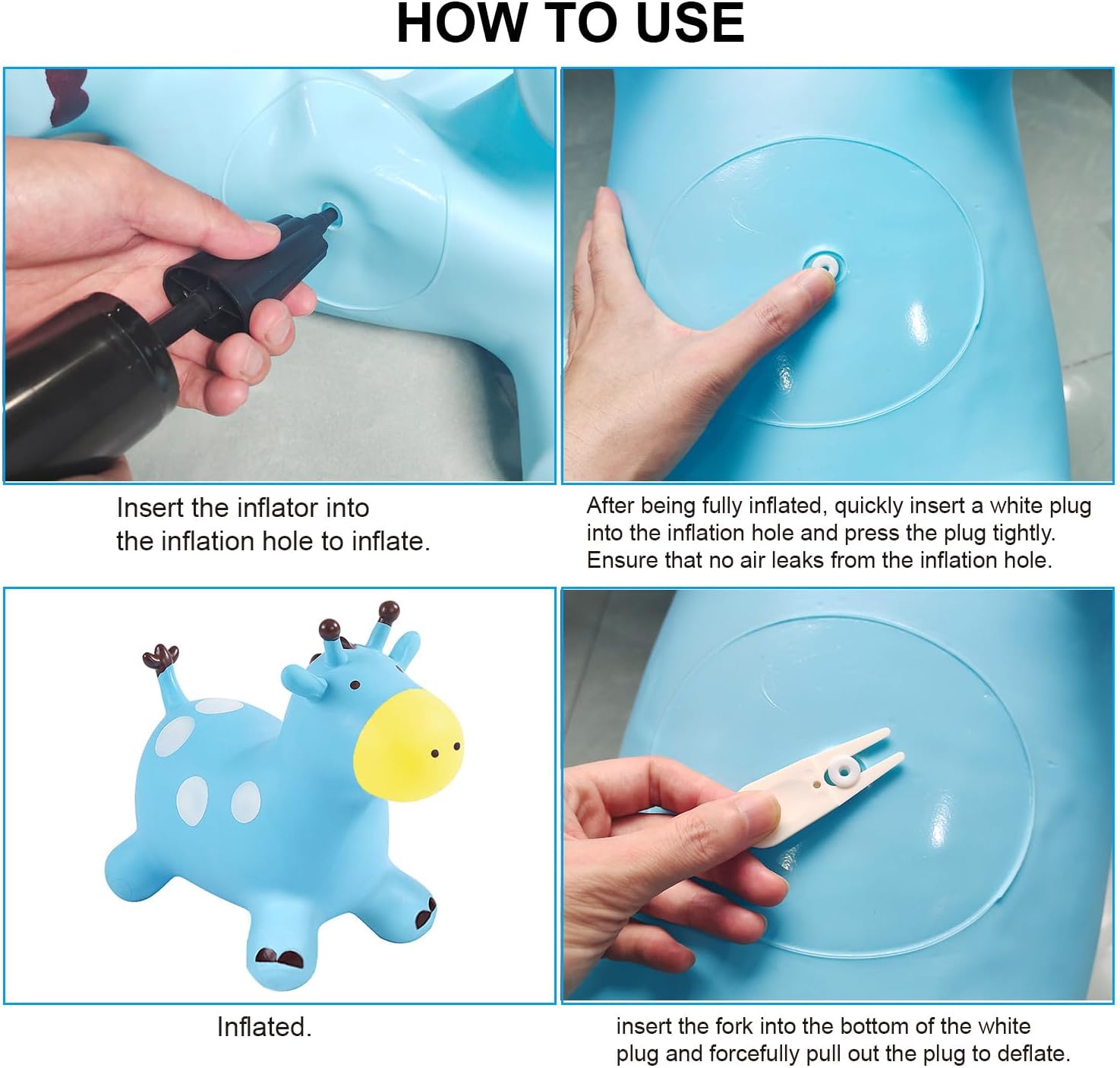 Juguete inflable de caballo animoso, juguete de caballo de salto para niños, juguete de salto favorito de los niños. Perfecto para cumpleaños,