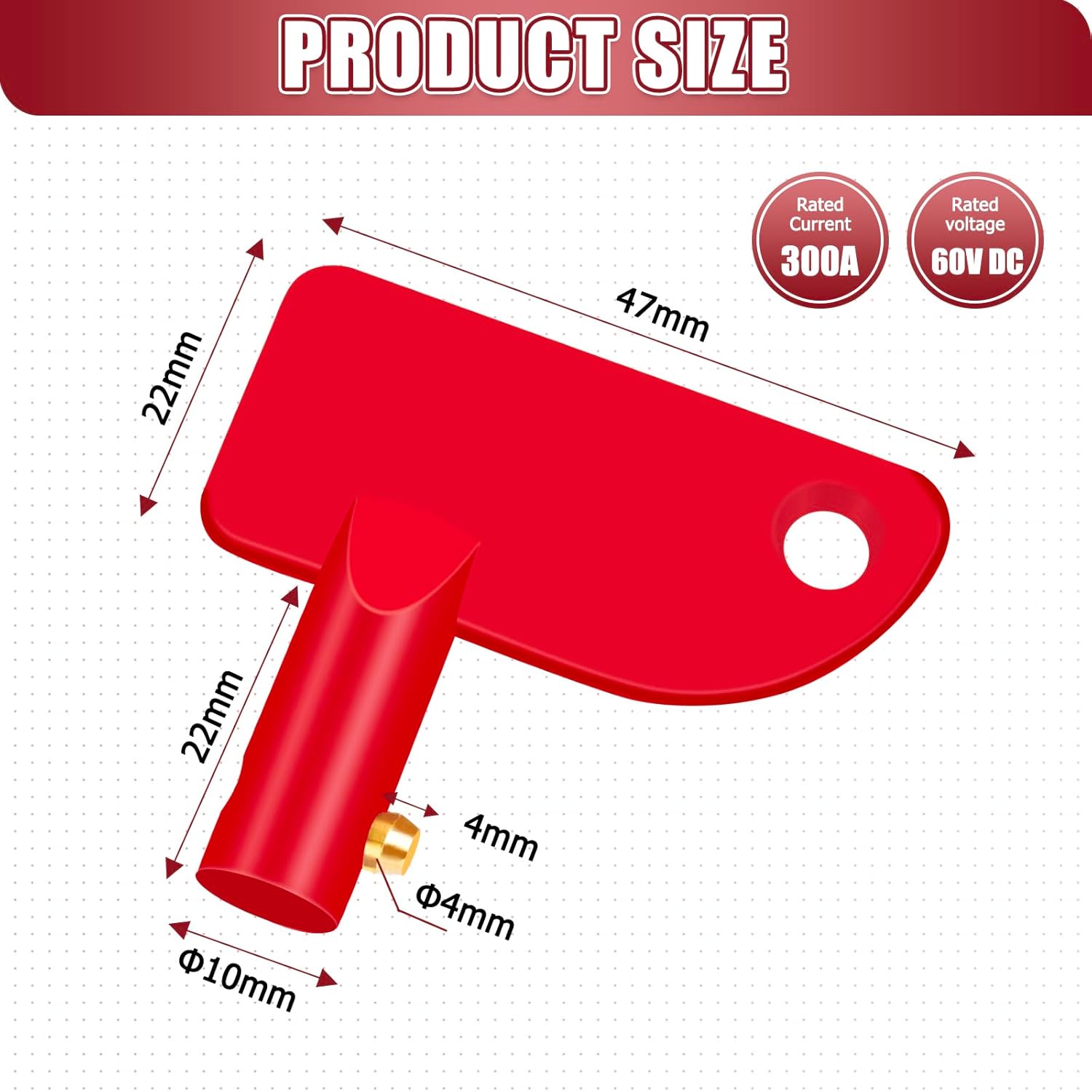 Llave de desconexión de batería Ø14mm, 4 unidades, interruptor de desconexión de batería de plástico ABS, llave de desconexión de batería para