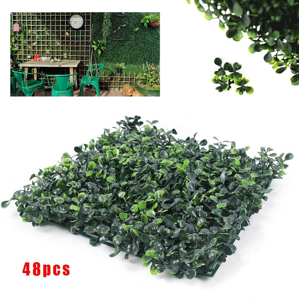 48 paneles de setos artificiales de boj de 10 x 10 pulgadas, paneles topiarios verdes para plantas, boj artificial, pantalla de cobertura de