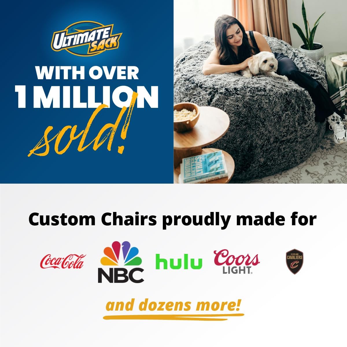 Ultimate Sack 6000 – Puf con reposapiés Muebles con relleno de espuma gigante fundas lavables a máquina, costuras dobles cosidas, forro interior