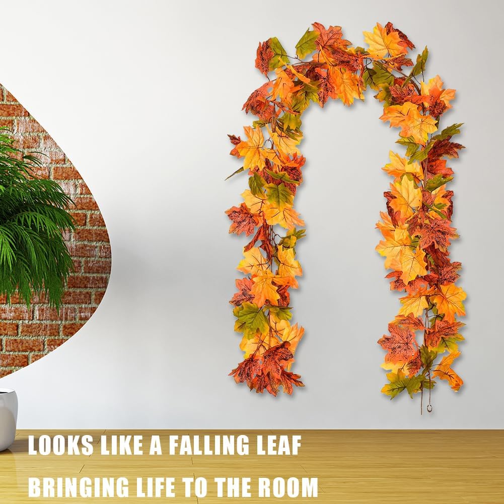 Guirnalda de hojas de arce de otoño, guirnalda de plantas de folia, hoja de arce e guirnalda de hojas de arce de otoño para boda, fiesta, hogar