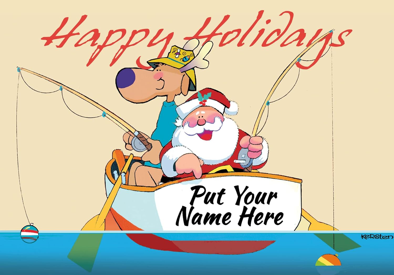 Stonehouse Collection  Tarjetas de Navidad personalizadas de Santa Fishing from Boat  24 tarjetas náuticas personalizadas  Hecho en Estados Unidos